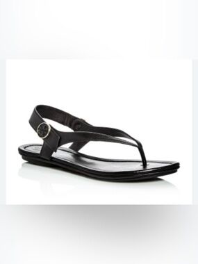 Tory Burch Black Leather Minnie Travel Sandals